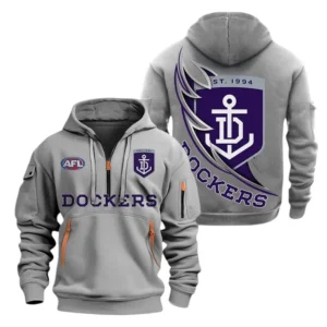 Fremantle Fans Gift Hoodie Half Zipper, All Over Print Hoodie Half Zipper For Sport Fan AFL142071225128 - Grey