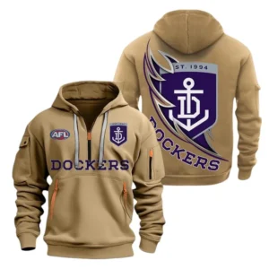Fremantle Fans Gift Hoodie Half Zipper, All Over Print Hoodie Half Zipper For Sport Fan AFL142071225128 - Khaki