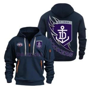 Fremantle Fans Gift Hoodie Half Zipper, All Over Print Hoodie Half Zipper For Sport Fan AFL142071225128 - Navy blue