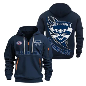 Geelong Cats Fans Gift Hoodie Half Zipper, All Over Print Hoodie Half Zipper For Sport Fan AFL142071225129 - Navy blue