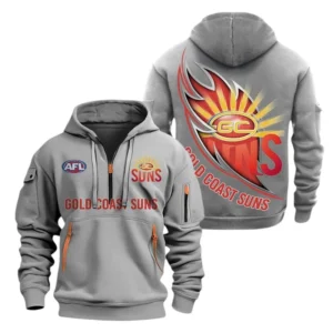 Gold Coast Suns Fans Gift Hoodie Half Zipper, All Over Print Hoodie Half Zipper For Sport Fan AFL142071225130 - Grey
