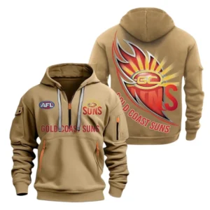 Gold Coast Suns Fans Gift Hoodie Half Zipper, All Over Print Hoodie Half Zipper For Sport Fan AFL142071225130 - Khaki