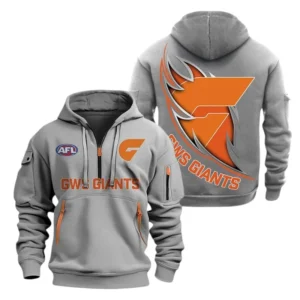 Gws Giants Fans Gift Hoodie Half Zipper, All Over Print Hoodie Half Zipper For Sport Fan AFL142071225131 - Grey