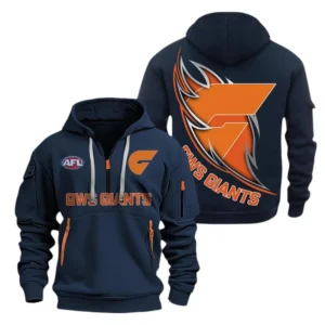 Gws Giants Fans Gift Hoodie Half Zipper, All Over Print Hoodie Half Zipper For Sport Fan AFL142071225131 - Navy blue