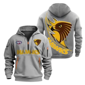 Hawthorn Fans Gift Hoodie Half Zipper, All Over Print Hoodie Half Zipper For Sport Fan AFL142071225132 - Grey