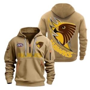 Hawthorn Fans Gift Hoodie Half Zipper, All Over Print Hoodie Half Zipper For Sport Fan AFL142071225132 - Khaki