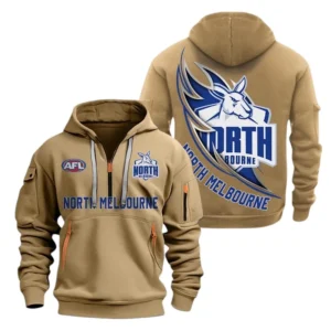 North Melbourne Fans Gift Hoodie Half Zipper, All Over Print Hoodie Half Zipper For Sport Fan AFL142071225134 - Khaki