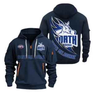 North Melbourne Fans Gift Hoodie Half Zipper, All Over Print Hoodie Half Zipper For Sport Fan AFL142071225134 - Navy blue