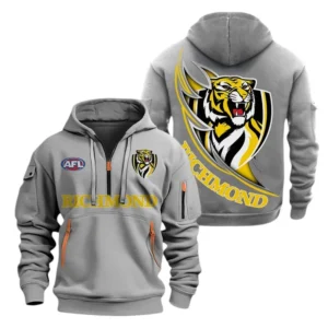 Richmond Fans Gift Hoodie Half Zipper, All Over Print Hoodie Half Zipper For Sport Fan AFL142071225136 - Grey
