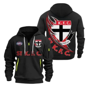 St Kilda Fans Gift Hoodie Half Zipper, All Over Print Hoodie Half Zipper For Sport Fan AFL142071225137 - Black
