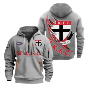 St Kilda Fans Gift Hoodie Half Zipper, All Over Print Hoodie Half Zipper For Sport Fan AFL142071225137 - Grey