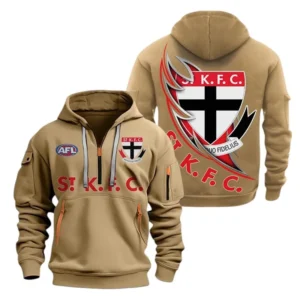 St Kilda Fans Gift Hoodie Half Zipper, All Over Print Hoodie Half Zipper For Sport Fan AFL142071225137 - Khaki