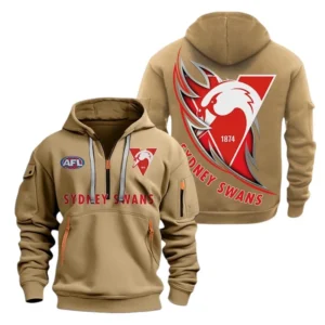 Sydney Swans Fans Gift Hoodie Half Zipper, All Over Print Hoodie Half Zipper For Sport Fan AFL142071225138 - Khaki