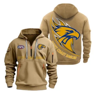 West Coast Eagles Fans Gift Hoodie Half Zipper, All Over Print Hoodie Half Zipper For Sport Fan AFL142071225139 - Khaki