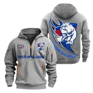 Western Bulldogs Fans Gift Hoodie Half Zipper, All Over Print Hoodie Half Zipper For Sport Fan AFL142071225140 - Grey