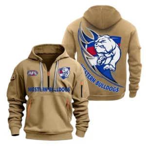 Western Bulldogs Fans Gift Hoodie Half Zipper, All Over Print Hoodie Half Zipper For Sport Fan AFL142071225140 - Khaki