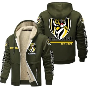 Richmond Fans Gift Lamb Fleece Thick Coat, All Over Print Thick Coat For Sport Fan, Custom Name AFL144071725125 - Army Green