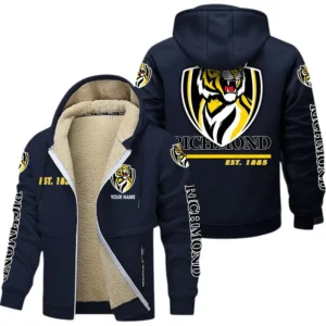 Richmond Fans Gift Lamb Fleece Thick Coat, All Over Print Thick Coat For Sport Fan, Custom Name AFL144071725125 - Navy blue