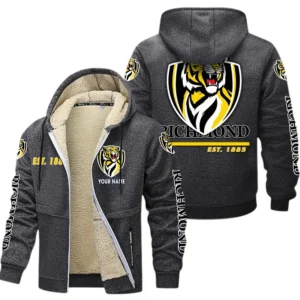 Richmond Fans Gift Lamb Fleece Thick Coat, All Over Print Thick Coat For Sport Fan, Custom Name AFL144071725125 - Dark gray