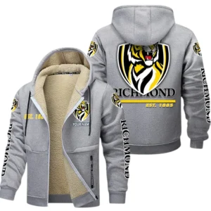 Richmond Fans Gift Lamb Fleece Thick Coat, All Over Print Thick Coat For Sport Fan, Custom Name AFL144071725125 - Light gray