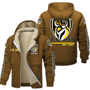 Richmond Fans Gift Lamb Fleece Thick Coat, All Over Print Thick Coat For Sport Fan, Custom Name AFL144071725125 - Brown