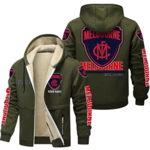 Melbourne Demons Fans Gift Lamb Fleece Thick Coat, All Over Print Thick Coat For Sport Fan, Custom Name AFL144071725126 - Army Green