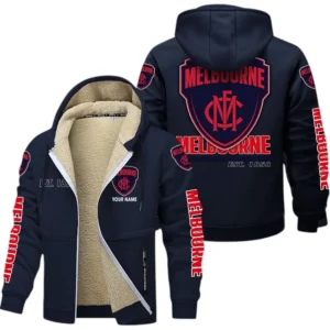 Melbourne Demons Fans Gift Lamb Fleece Thick Coat, All Over Print Thick Coat For Sport Fan, Custom Name AFL144071725126 - Navy blue