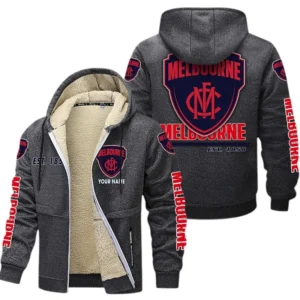 Melbourne Demons Fans Gift Lamb Fleece Thick Coat, All Over Print Thick Coat For Sport Fan, Custom Name AFL144071725126 - Dark gray