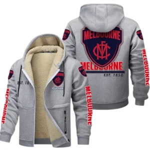 Melbourne Demons Fans Gift Lamb Fleece Thick Coat, All Over Print Thick Coat For Sport Fan, Custom Name AFL144071725126 - Light gray
