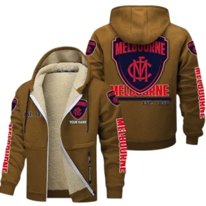 Melbourne Demons Fans Gift Lamb Fleece Thick Coat, All Over Print Thick Coat For Sport Fan, Custom Name AFL144071725126 - Brown