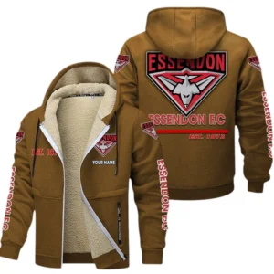 Essendon Fans Gift Lamb Fleece Thick Coat, All Over Print Thick Coat For Sport Fan, Custom Name AFL144071725127 - Brown