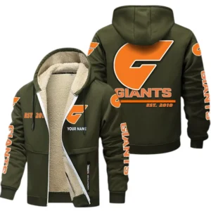 Gws Giants Fans Gift Lamb Fleece Thick Coat, All Over Print Thick Coat For Sport Fan, Custom Name AFL144071725128 - Army Green