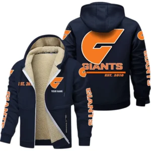 Gws Giants Fans Gift Lamb Fleece Thick Coat, All Over Print Thick Coat For Sport Fan, Custom Name AFL144071725128 - Navy blue