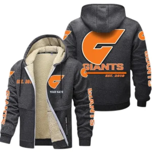 Gws Giants Fans Gift Lamb Fleece Thick Coat, All Over Print Thick Coat For Sport Fan, Custom Name AFL144071725128 - Dark gray
