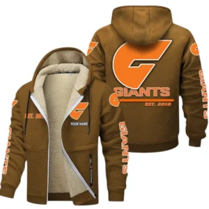Gws Giants Fans Gift Lamb Fleece Thick Coat, All Over Print Thick Coat For Sport Fan, Custom Name AFL144071725128 - Brown
