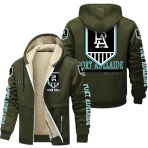 Port Adelaide Fans Gift Lamb Fleece Thick Coat, All Over Print Thick Coat For Sport Fan, Custom Name AFL144071725129 - Army Green