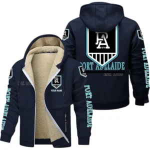 Port Adelaide Fans Gift Lamb Fleece Thick Coat, All Over Print Thick Coat For Sport Fan, Custom Name AFL144071725129 - Navy blue