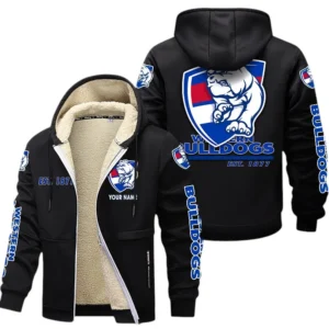 Western Bulldogs Fans Gift Lamb Fleece Thick Coat, All Over Print Thick Coat For Sport Fan, Custom Name AFL144071725130 - Black