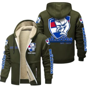 Western Bulldogs Fans Gift Lamb Fleece Thick Coat, All Over Print Thick Coat For Sport Fan, Custom Name AFL144071725130 - Army Green