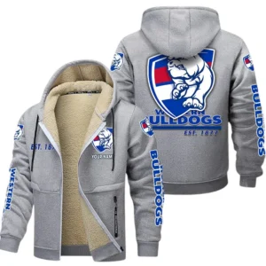 Western Bulldogs Fans Gift Lamb Fleece Thick Coat, All Over Print Thick Coat For Sport Fan, Custom Name AFL144071725130 - Light gray
