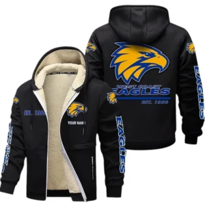 West Coast Eagles Fans Gift Lamb Fleece Thick Coat, All Over Print Thick Coat For Sport Fan, Custom Name AFL144071725132 - Black