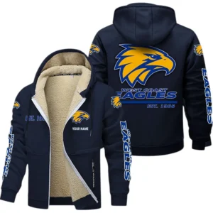 West Coast Eagles Fans Gift Lamb Fleece Thick Coat, All Over Print Thick Coat For Sport Fan, Custom Name AFL144071725132 - Navy blue