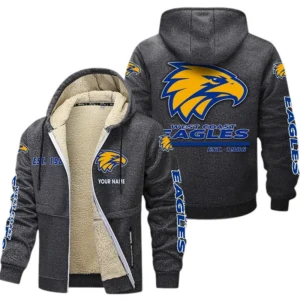 West Coast Eagles Fans Gift Lamb Fleece Thick Coat, All Over Print Thick Coat For Sport Fan, Custom Name AFL144071725132 - Dark gray