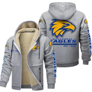 West Coast Eagles Fans Gift Lamb Fleece Thick Coat, All Over Print Thick Coat For Sport Fan, Custom Name AFL144071725132 - Light gray