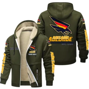 Adelaide Crows Fans Gift Lamb Fleece Thick Coat, All Over Print Thick Coat For Sport Fan, Custom Name AFL144071725133 - Army Green