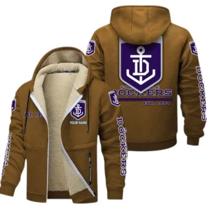 Fremantle Fans Gift Lamb Fleece Thick Coat, All Over Print Thick Coat For Sport Fan, Custom Name AFL144071725134 - Brown