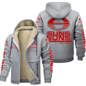 Gold Coast Suns Fans Gift Lamb Fleece Thick Coat, All Over Print Thick Coat For Sport Fan, Custom Name AFL144071725135 - Light gray
