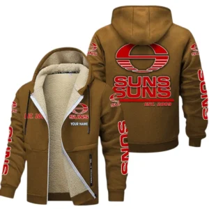 Gold Coast Suns Fans Gift Lamb Fleece Thick Coat, All Over Print Thick Coat For Sport Fan, Custom Name AFL144071725135 - Brown