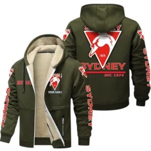 North Melbourne Fans Gift Lamb Fleece Thick Coat, All Over Print Thick Coat For Sport Fan, Custom Name AFL144071725137 - Army Green