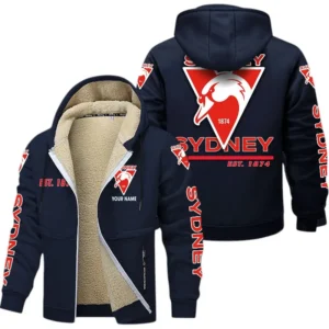 North Melbourne Fans Gift Lamb Fleece Thick Coat, All Over Print Thick Coat For Sport Fan, Custom Name AFL144071725137 - Navy blue
